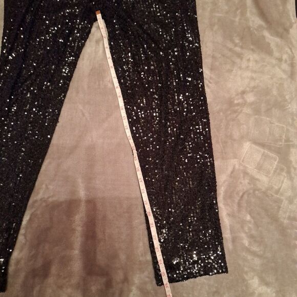 Ramy Brook Women's Pull on Sequin Trousers Pants Medium Black Party Sparkle - Picture 9 of 16